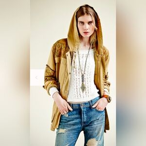 Free People Tapestry Pieced Parka Jacket STAINS